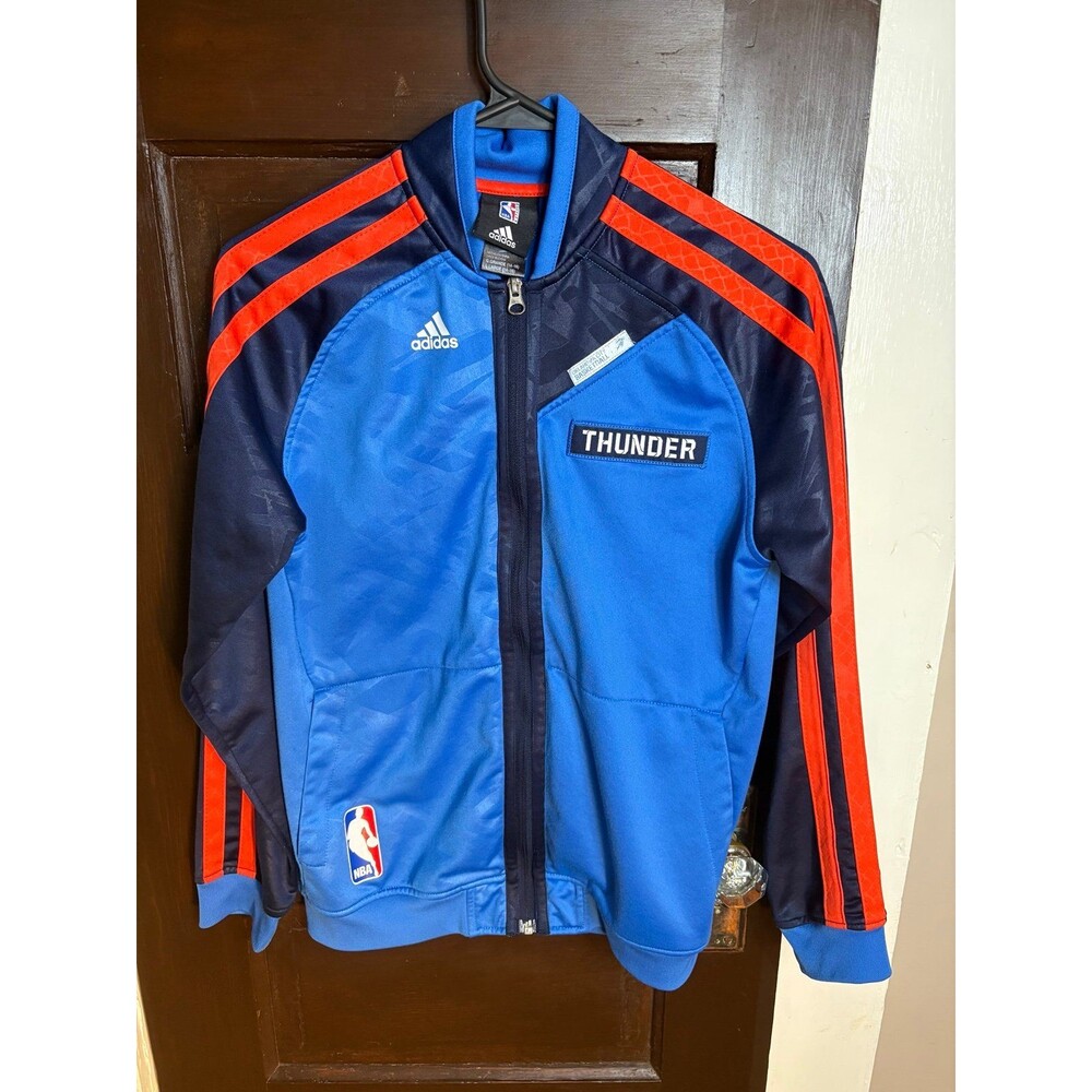 Adidas Oklahoma City Thunder Jacket Youth 14-16 Full Zip Warm Up NBA Basketball